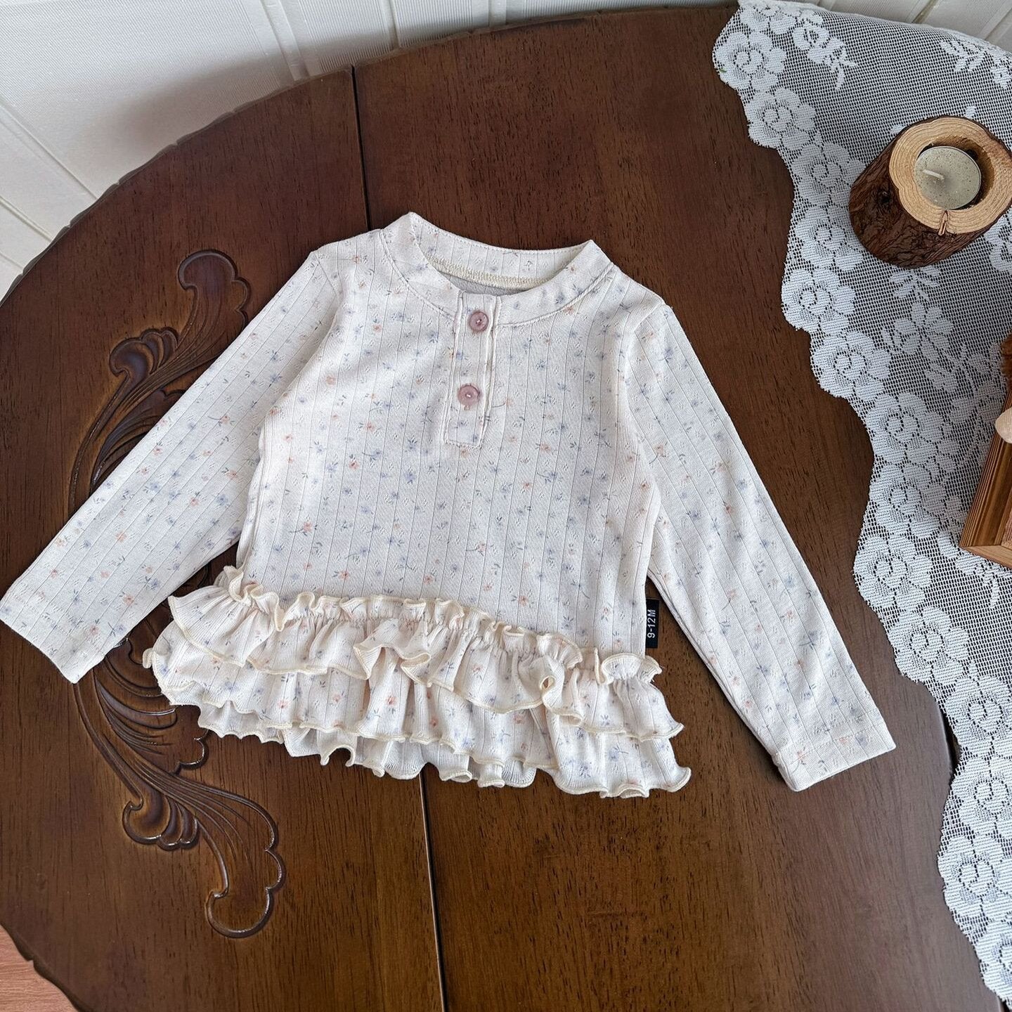 Floral Print Knitted T-Shirt 花柄 ニット Tシャツ ドールカラー【mh0012159】