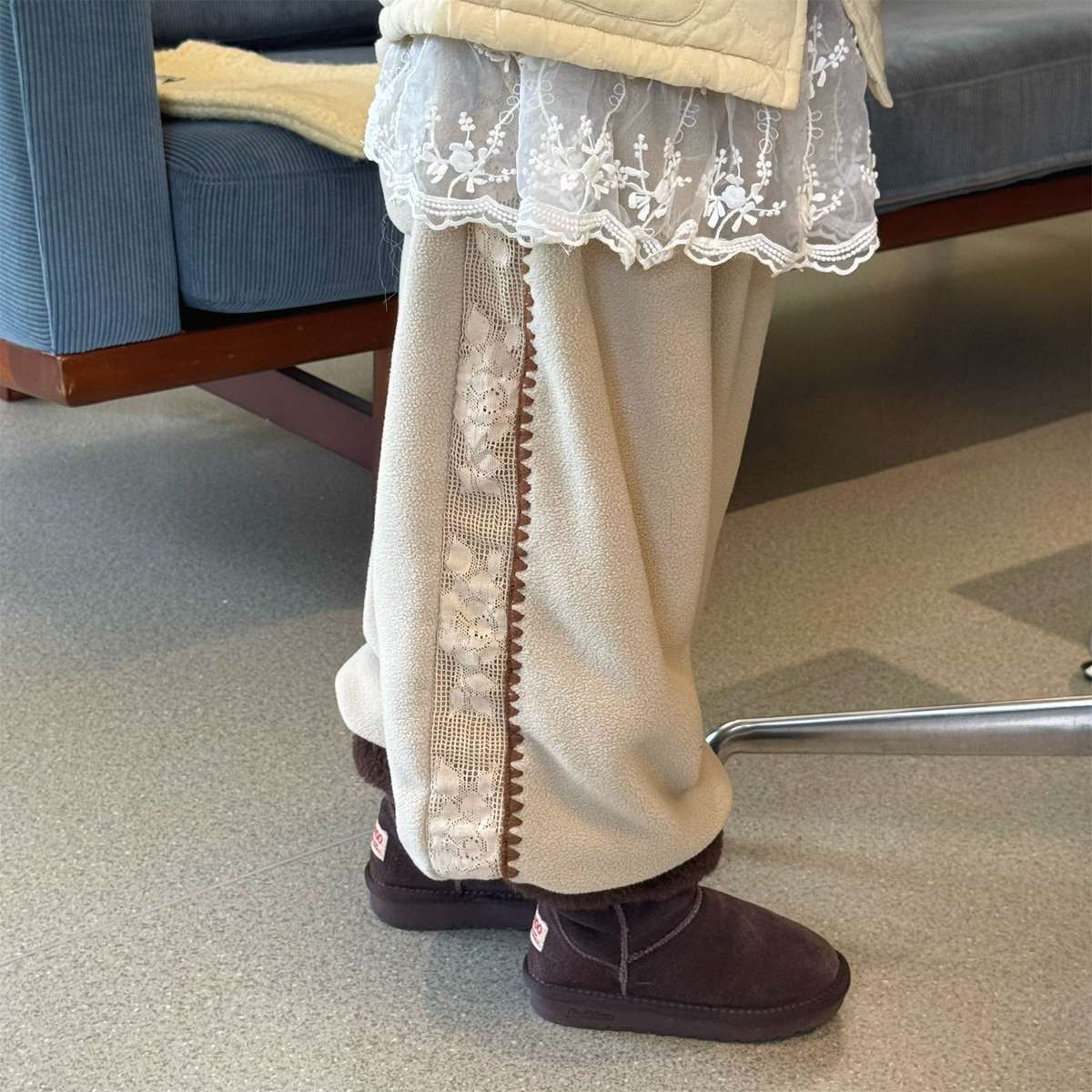 -フリーススウェットパンツ サイドレースデザイン あったか長ズボン【mh0011427】 - mamahalo shop - ロングパンツ・スウェットパンツ -  べビー服 - 子供服 - 男の子 - 女の子