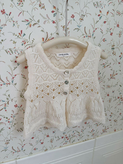 Openwork Jacquard Knitted Vest 透かし編みジャガードニットベスト【mh0012108】