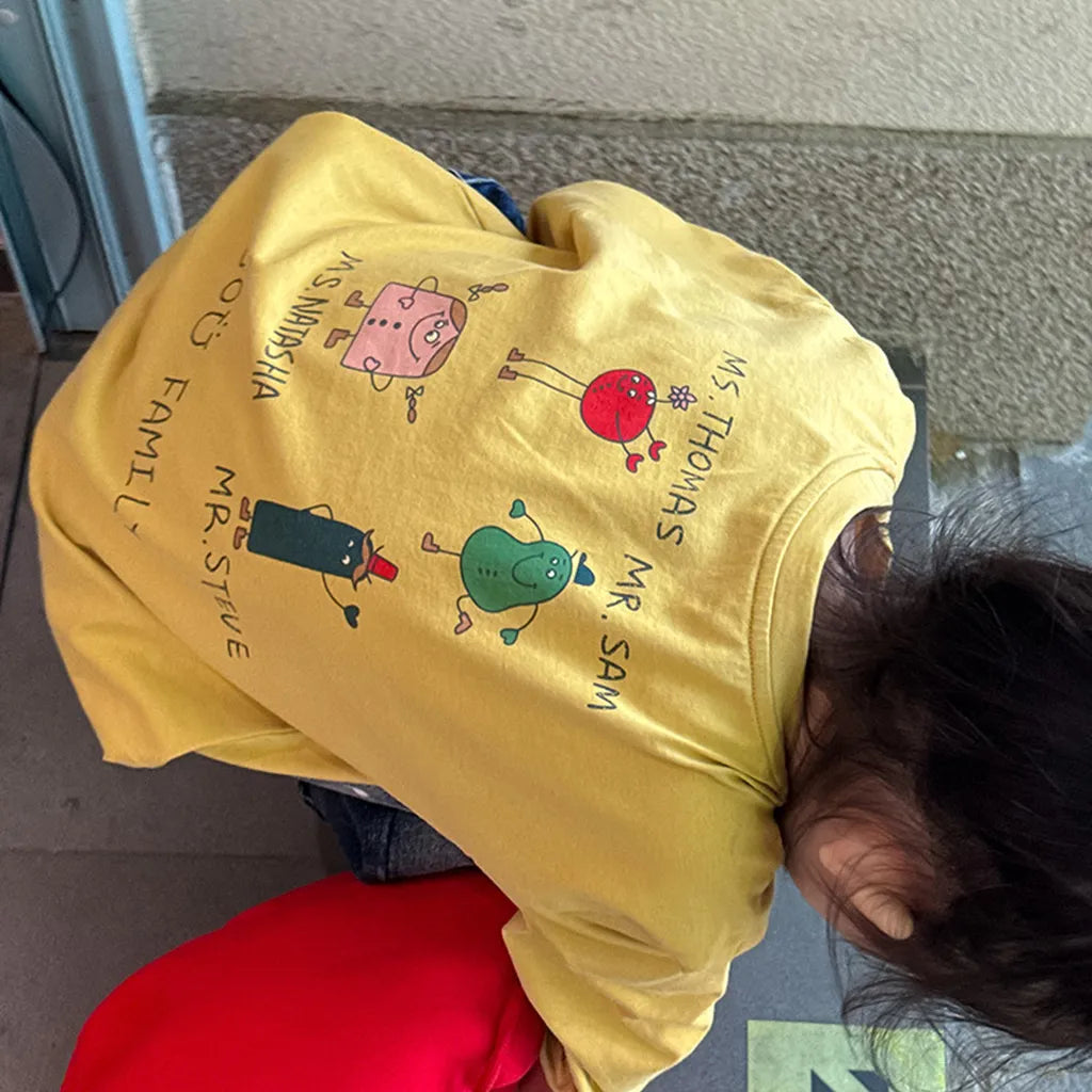 -落書き風キャラクターTシャツ ロゴ入りバックプリント長袖Tシャツ【mh0011065】 - mamahalo shop - 長袖Tシャツ -  べビー服 - 子供服 - 男の子 - 女の子