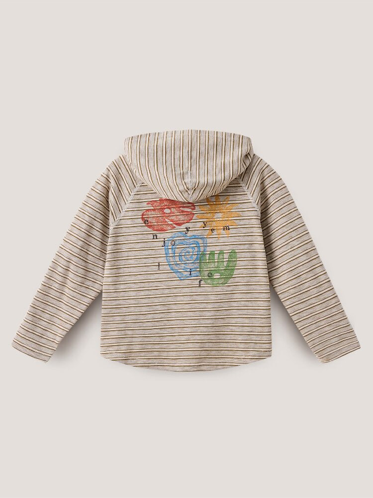 キッズ ジュニア ボーダー フード付き 長袖Tシャツ【mh0014253】
