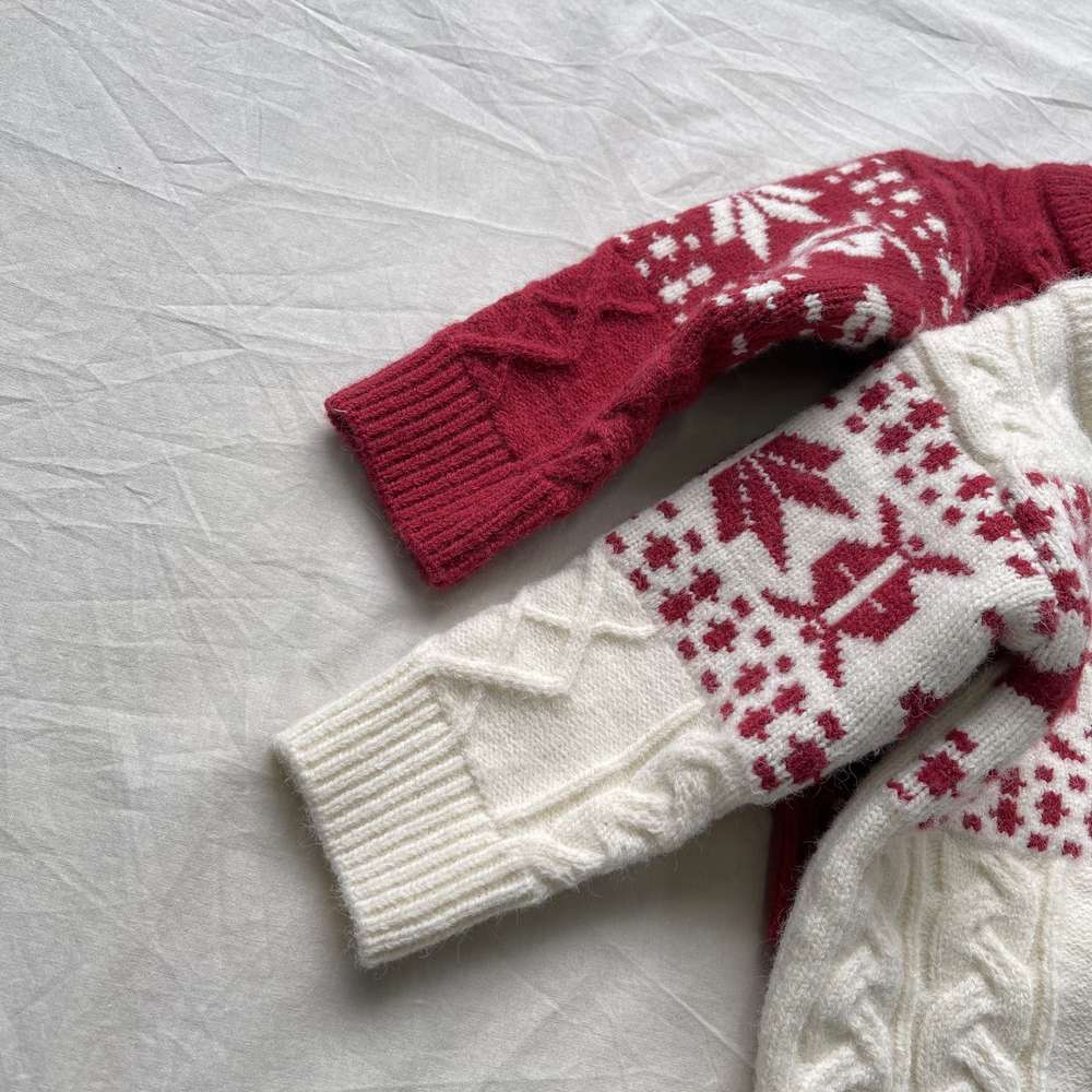 長袖ニット | ノルディック柄ケーブル編み | クルーネックセーター【mh0011475】