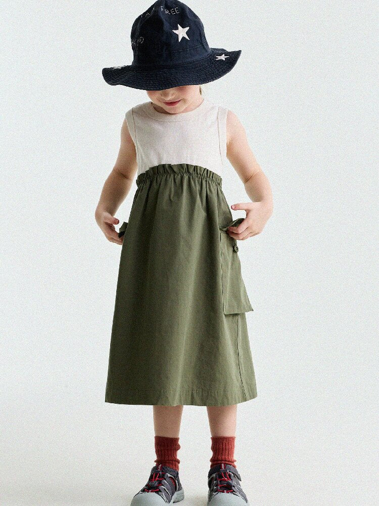Cargo Pocket Cotton Dress ワークテイスト ノースリーブワンピース【mh0013195】