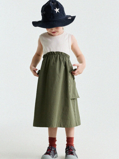 Cargo Pocket Cotton Dress ワークテイスト ノースリーブワンピース【mh0013195】