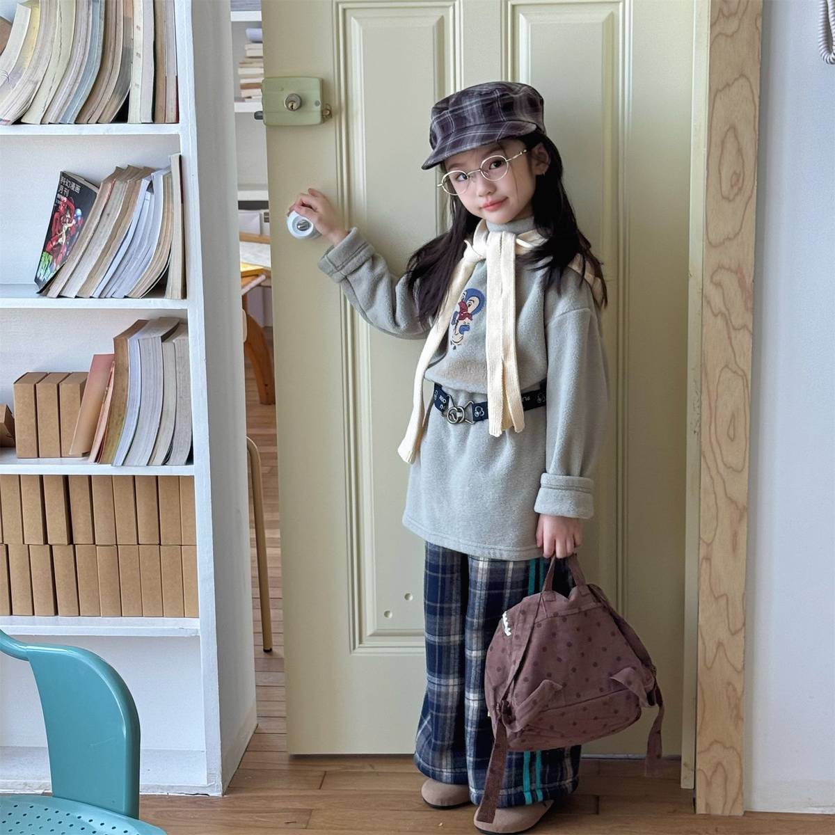 -長袖Tシャツ フリース素材 ハイネック ペンギン刺繍 プルオーバー【mh0011407】 - mamahalo shop - 長袖Tシャツ -  べビー服 - 子供服 - 男の子 - 女の子