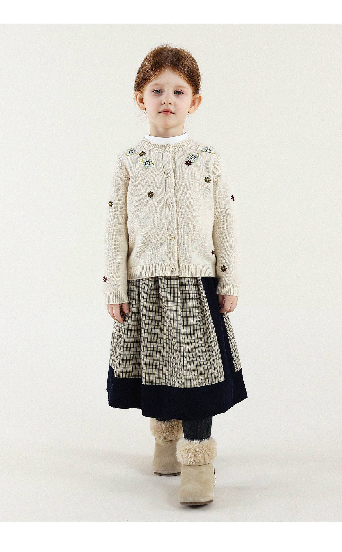 -長袖カーディガン ウール混紡 刺繍デザイン クルーネック【mh0011343】 - mamahalo shop - カーディガン・パーカー -  べビー服 - 子供服 - 男の子 - 女の子