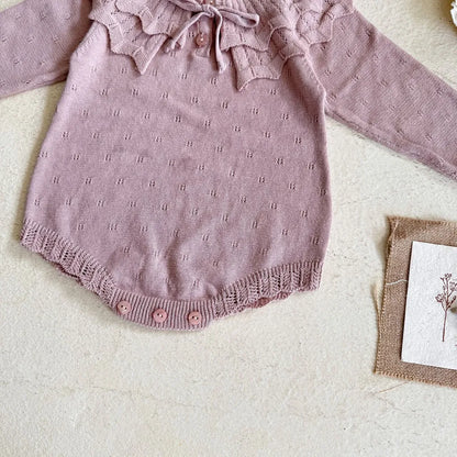 -ビッグカラーリボン付きニットロンパース【mh0011149】 - mamahalo shop - 長袖ロンパース -  べビー服 - 子供服 - 男の子 - 女の子