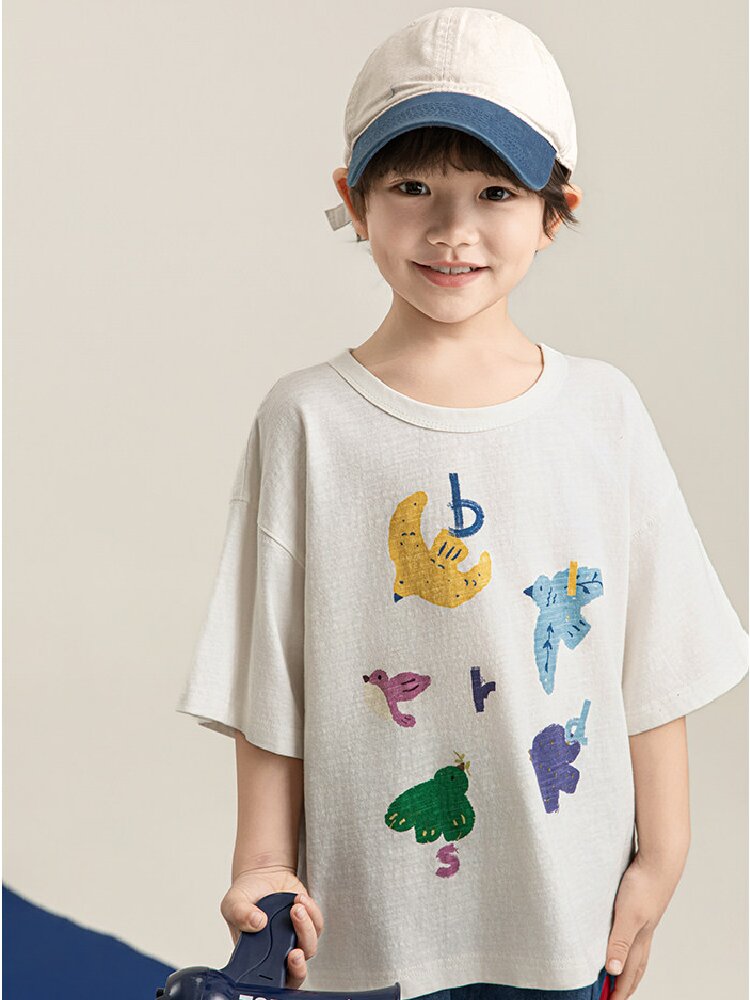 Bird Print Cotton Tee & Wide Shorts 小鳥プリント 半袖Tシャツ ショートパンツ【mh0012729】