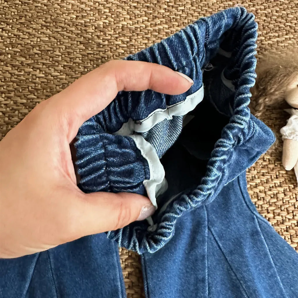 -切替デザインデニムフレアベルボトムパンツ【mh0011256】 - mamahalo shop - デニムパンツ -  べビー服 - 子供服 - 男の子 - 女の子