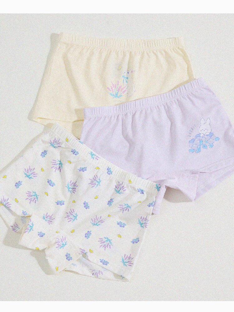 Girls' Cartoon Breathable Boxer Shorts ボタニカルプリント ボクサーパンツ【mh0013205】