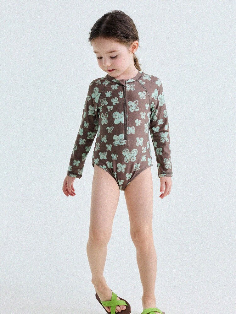 UPF50+ Sunscreen Long-Sleeved One-Piece Swimsuit ラッシュガード 長袖水着【mh0013191】