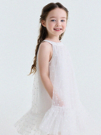 Embroidered Gauze Princess Dress フリル ノースリーブワンピース【mh0013173】