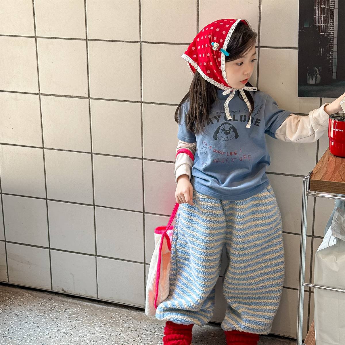 -長袖Tシャツ 裏起毛 ハイネック ドッグプリント インナー【mh0011417】 - mamahalo shop - 長袖Tシャツ -  べビー服 - 子供服 - 男の子 - 女の子