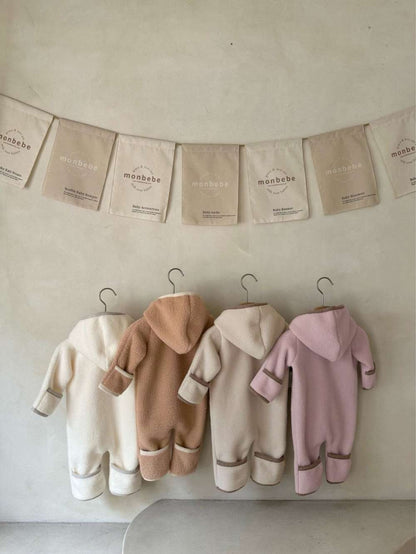 長袖もこもこフーディロンパース | フード付きボア | 防寒アウタージャンプスーツ【mh0011497】