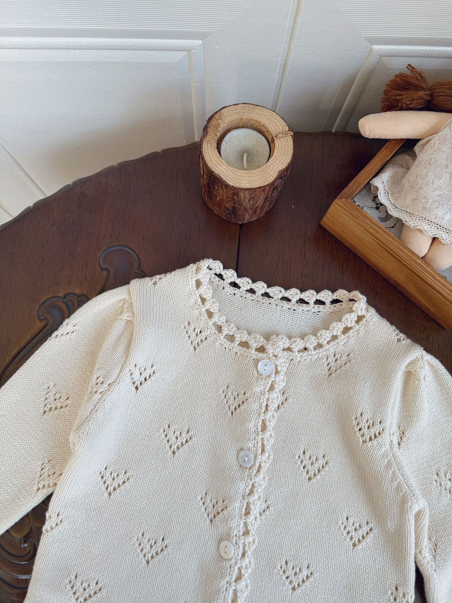 Hand-Knit Style Lace Cardigan クロシェ風 レース カーディガン【mh0012157】