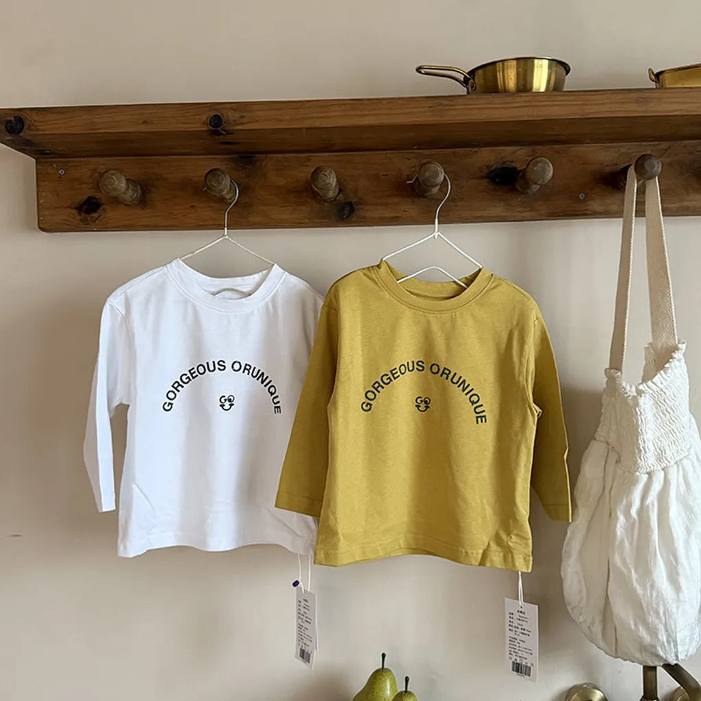 -落書き風キャラクターTシャツ ロゴ入りバックプリント長袖Tシャツ【mh0011065】 - mamahalo shop - 長袖Tシャツ -  べビー服 - 子供服 - 男の子 - 女の子