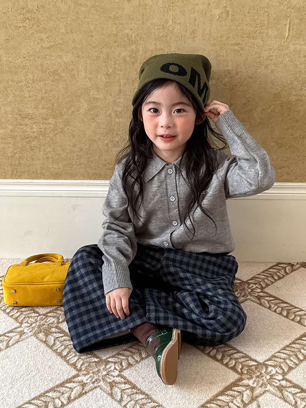 長袖ニットシャツ アルファベット刺繍 ポロシャツ【mh0011460】