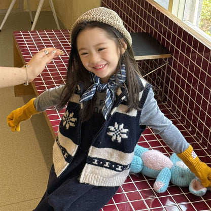 ニットベスト ジップアップ ノルディック柄 ノースリーブ トップス【mh0011429】