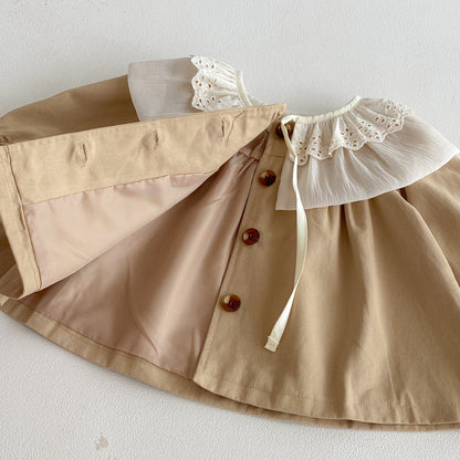 Gabardina de manga larga con cuello de pétalos y estampado floral [mh0012090]