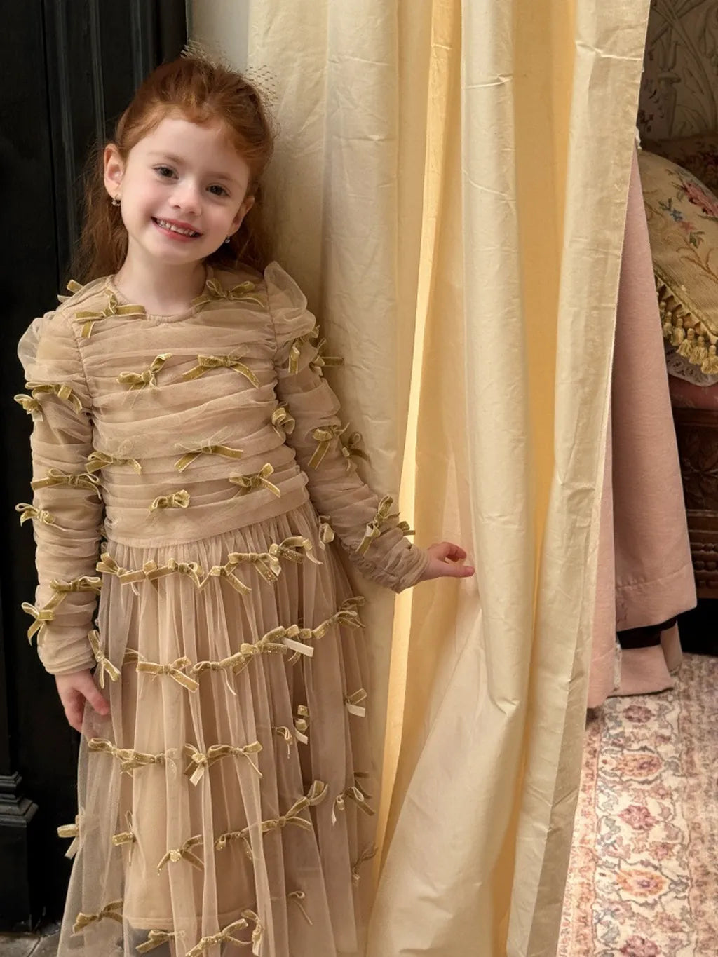 -ベロアリボンチュールロングドレスワンピース【mh0011210】 - mamahalo shop - 長袖ワンピース -  べビー服 - 子供服 - 男の子 - 女の子