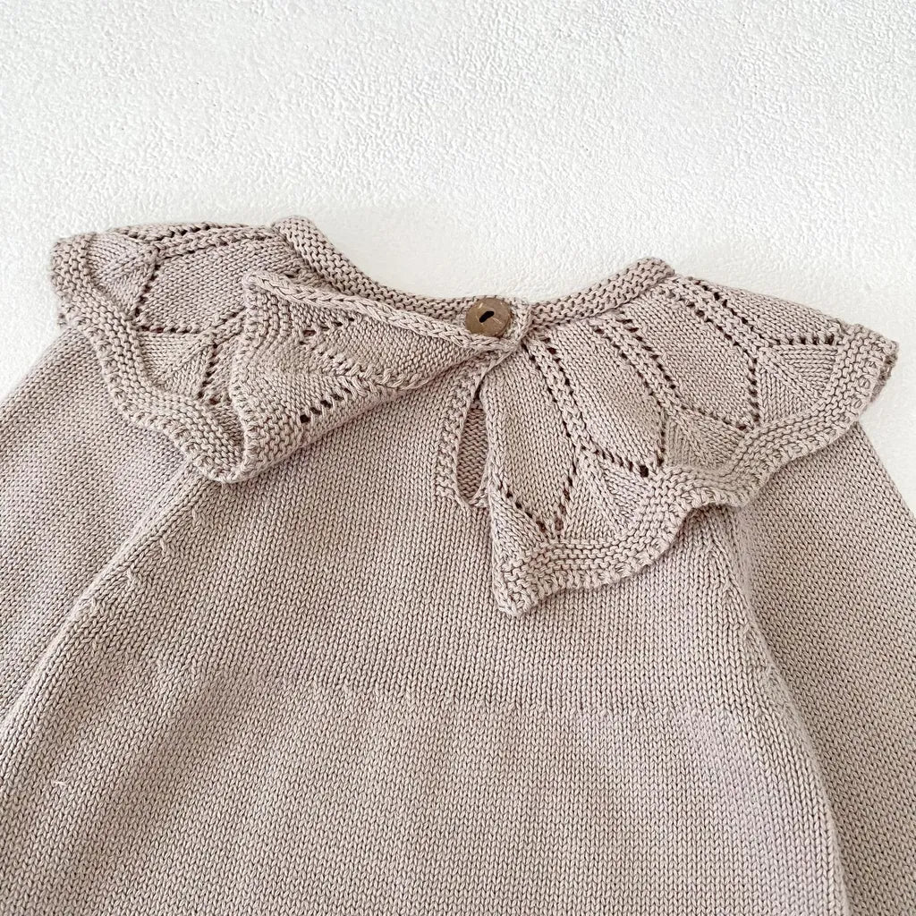 -ラッフルレースニット襟長袖ロンパース【mh0011077】 - mamahalo shop - 長袖ロンパース -  べビー服 - 子供服 - 男の子 - 女の子