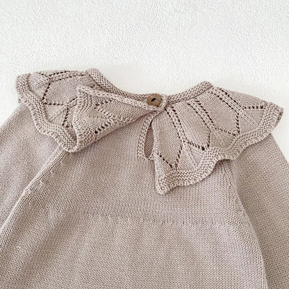 -ラッフルレースニット襟長袖ロンパース【mh0011077】 - mamahalo shop - 長袖ロンパース -  べビー服 - 子供服 - 男の子 - 女の子