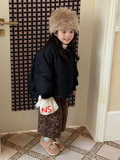 長袖デニムブルゾンジャケット | 中綿入り裏地付き | リブ袖 | 厚手冬アウター【mh0011469】