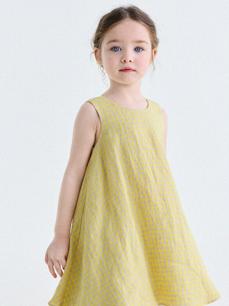 Gingham Plaid Linen Sundress チェック ノースリーブワンピース【mh0013186】