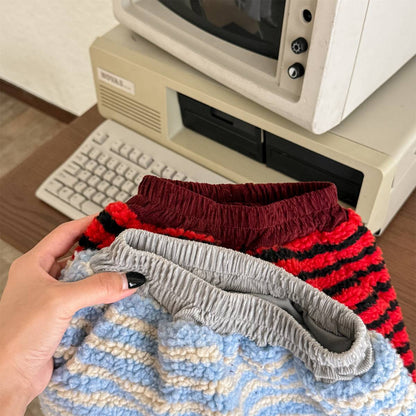 -ロングパンツ シープボア ボーダー柄 もこもこボア 長ズボン【mh0011400】 - mamahalo shop - ロングパンツ・スウェットパンツ -  べビー服 - 子供服 - 男の子 - 女の子