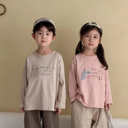 -手描き風イラスト長袖Tシャツ【mh0011229】 - mamahalo shop - 長袖Tシャツ -  べビー服 - 子供服 - 男の子 - 女の子