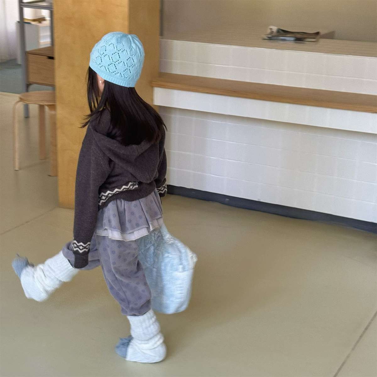 ニットフーディ ジップアップ ノルディック柄 カーディガン【mh0011430】