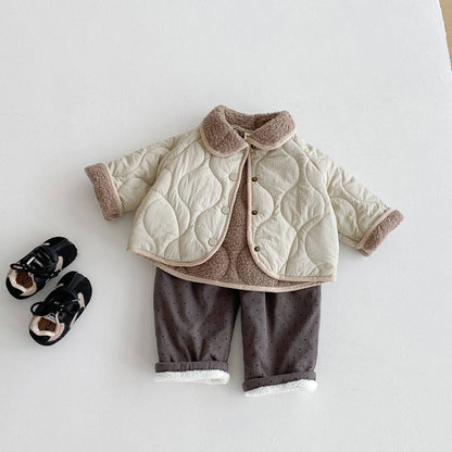 -中綿ジャケット キルティング ボア襟 あったか ボア裏地 防寒 アウター【mh0011397】 - mamahalo shop - ショートコート・ジャケット・ジャンパー -  べビー服 - 子供服 - 男の子 - 女の子