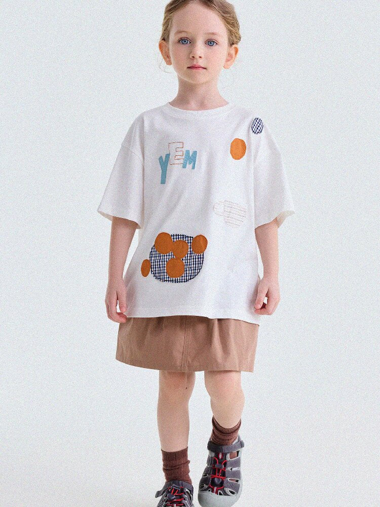 Camiseta de Manga Corta con Letras Aplicadas 【mh0013192】