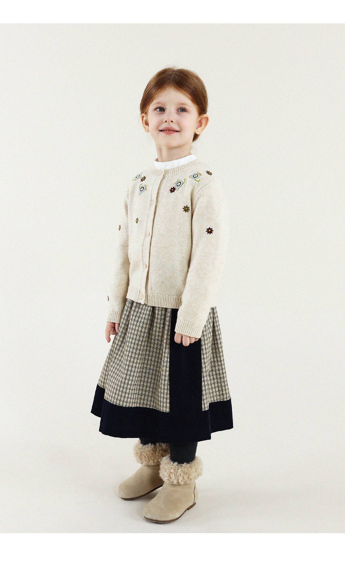 -長袖カーディガン ウール混紡 刺繍デザイン クルーネック【mh0011343】 - mamahalo shop - カーディガン・パーカー -  べビー服 - 子供服 - 男の子 - 女の子