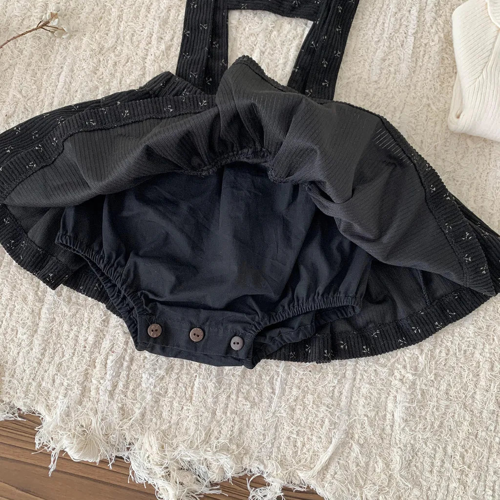 -フラワー刺繍ニットフリルカーディガン / サスペンダースカート【mh0011171】 - mamahalo shop - 長袖セットアップ -  べビー服 - 子供服 - 男の子 - 女の子