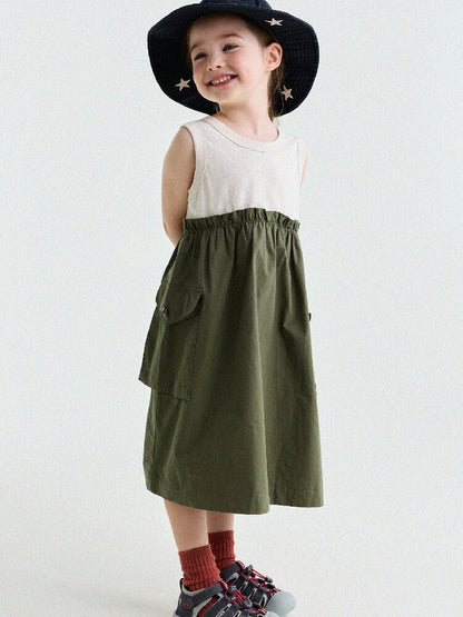Cargo Pocket Cotton Dress ワークテイスト ノースリーブワンピース【mh0013195】