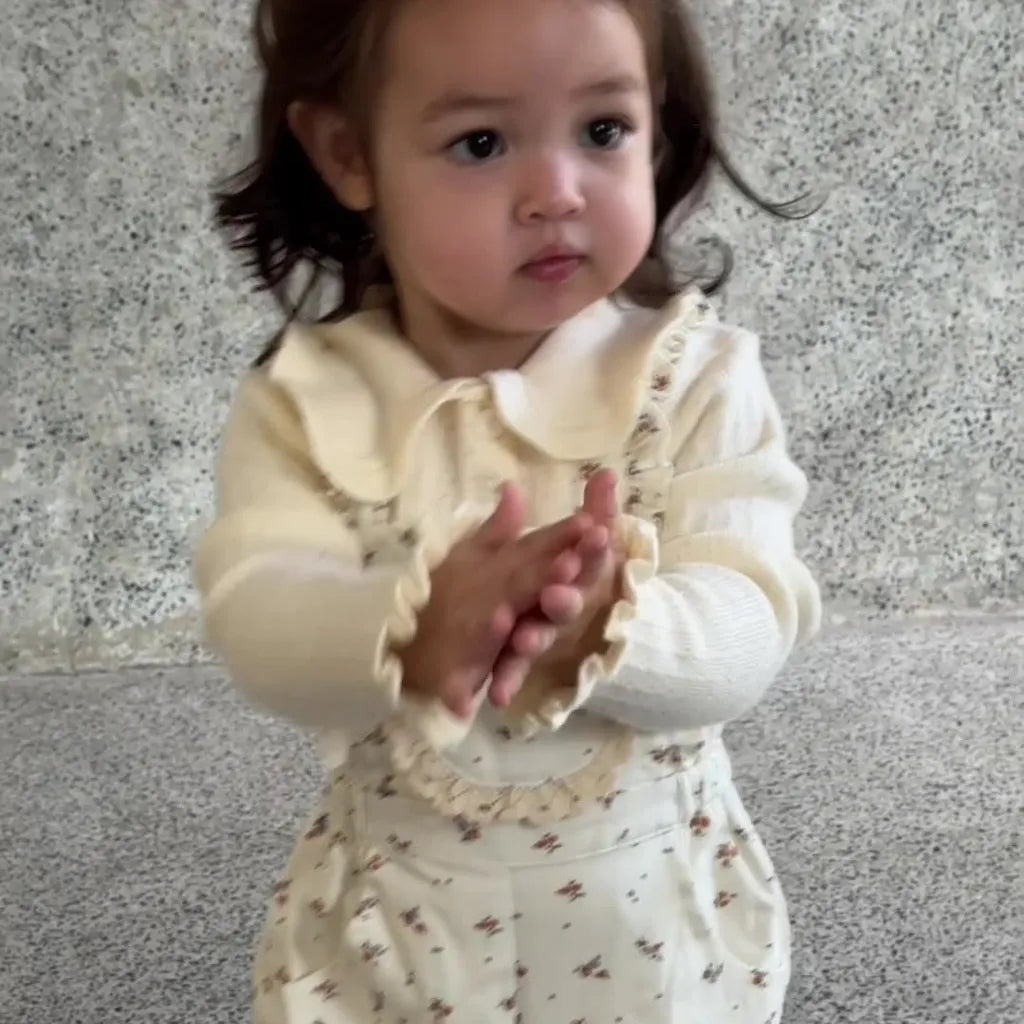 -フラワープリントフリルサロペットオーバーオール【mh0011168】 - mamahalo shop - サロペットパンツ・サスペンダーパンツ -  べビー服 - 子供服 - 男の子 - 女の子