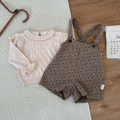 長袖ニット フリル襟 フリル袖 透かし編み ベビーセーター【mh0011507】