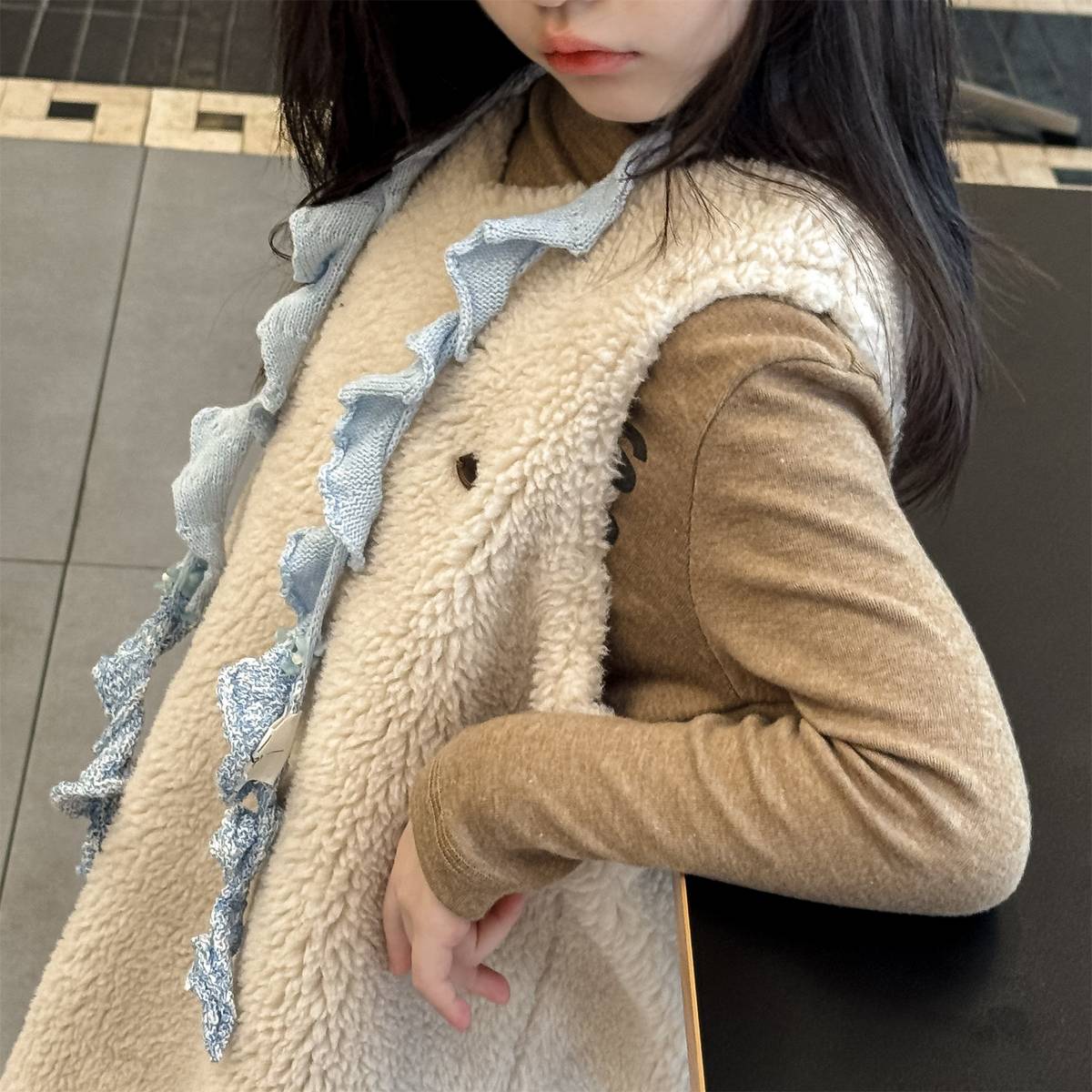 -シープボアジャンパースカート ノースリーブ ふわふわ素材 ワンピース【mh0011420】 - mamahalo shop - ノースリーブワンピース -  べビー服 - 子供服 - 男の子 - 女の子