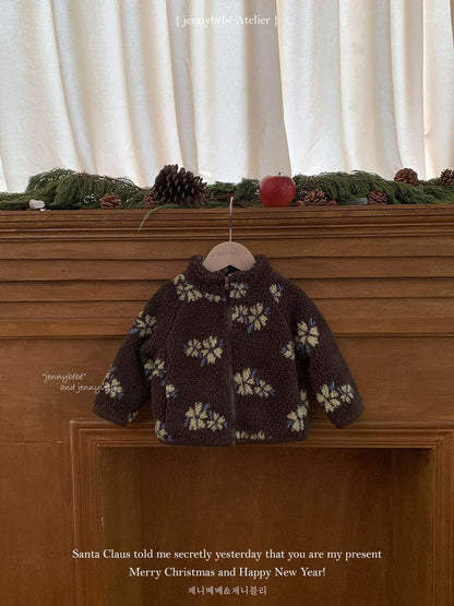 長袖ジャンプスーツ もこもこボア 花柄 カバーオール 帽子セット 暖かい 防寒【mh0011540】