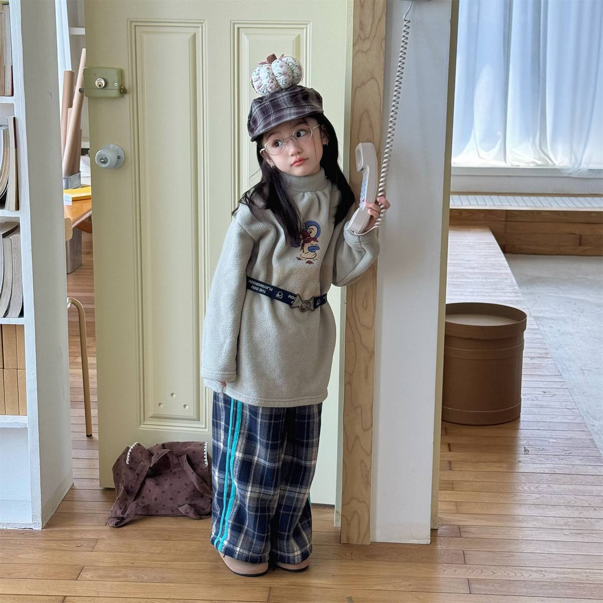 -長袖Tシャツ フリース素材 ハイネック ペンギン刺繍 プルオーバー【mh0011407】 - mamahalo shop - 長袖Tシャツ -  べビー服 - 子供服 - 男の子 - 女の子