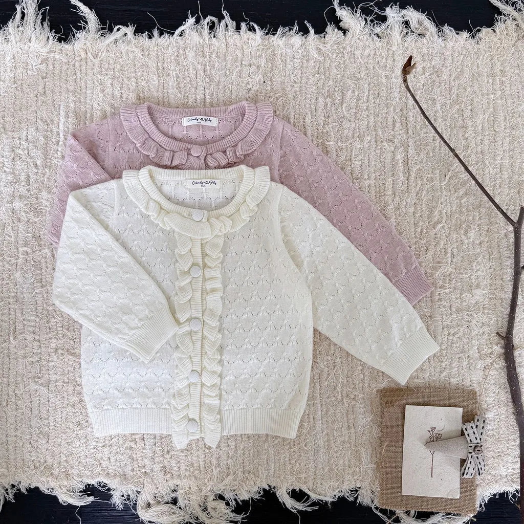 -クロシェ編みフリルニットカーディガン【mh0011165】 - mamahalo shop - カーディガン・パーカー -  べビー服 - 子供服 - 男の子 - 女の子