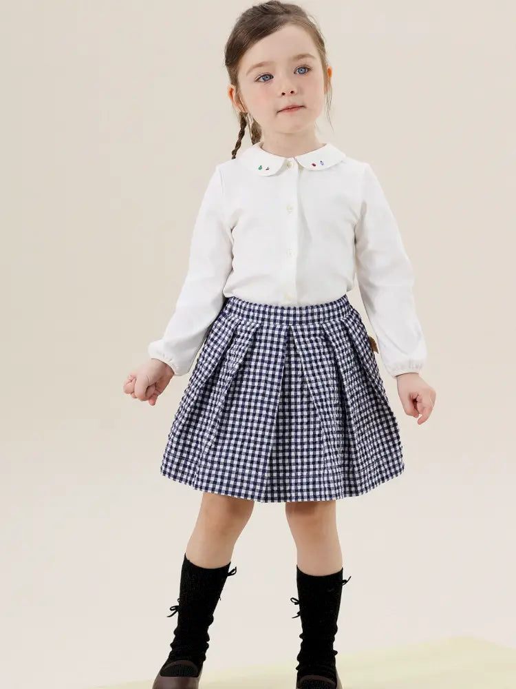 -フレンチスタイルチェックジャケット/ボックスプリーツスカート スーツ【mh0011299】 - mamahalo shop - 長袖セットアップ -  べビー服 - 子供服 - 男の子 - 女の子