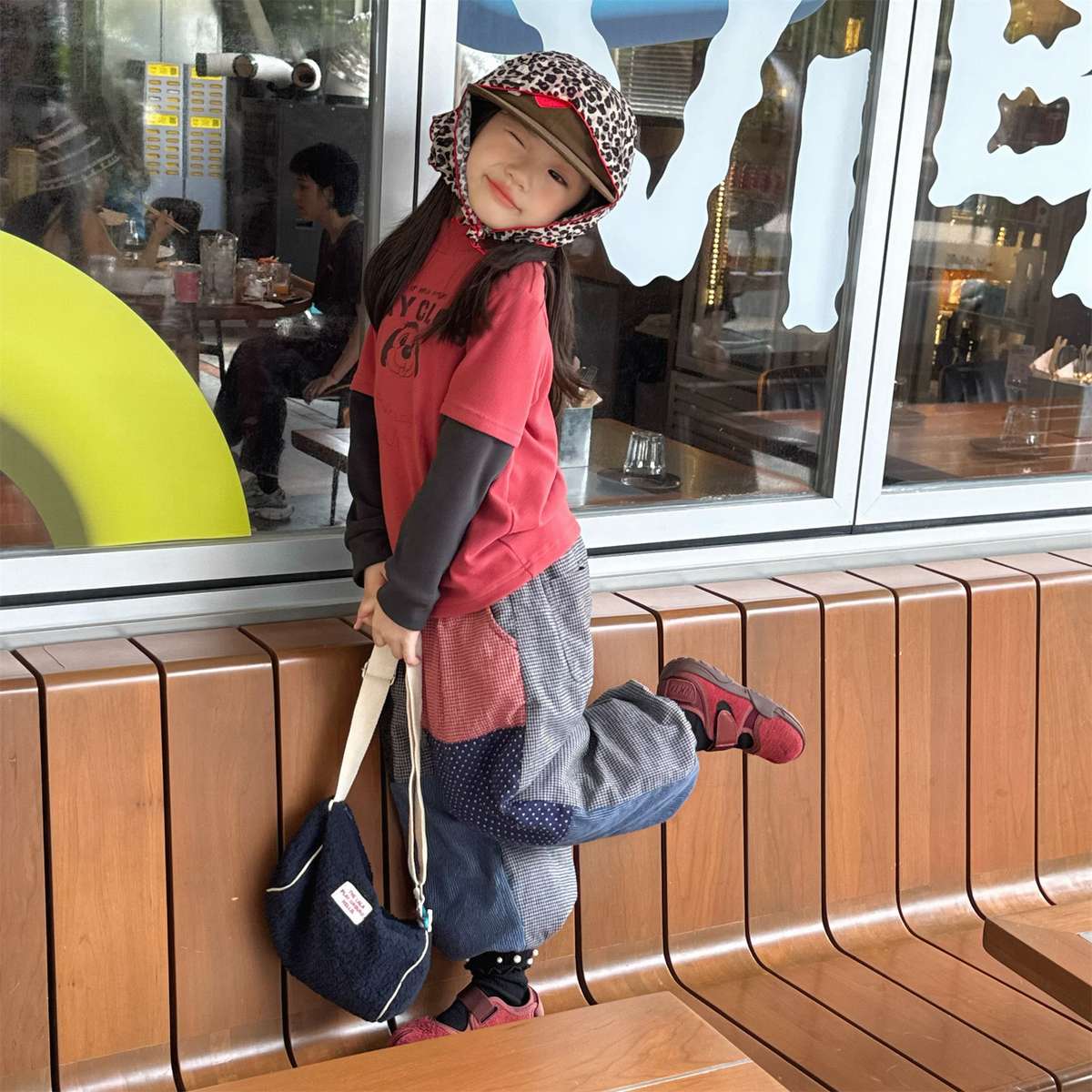 -パッチワークロングパンツ デニム調 キルティング 中綿入り【mh0011424】 - mamahalo shop - ロングパンツ・スウェットパンツ -  べビー服 - 子供服 - 男の子 - 女の子