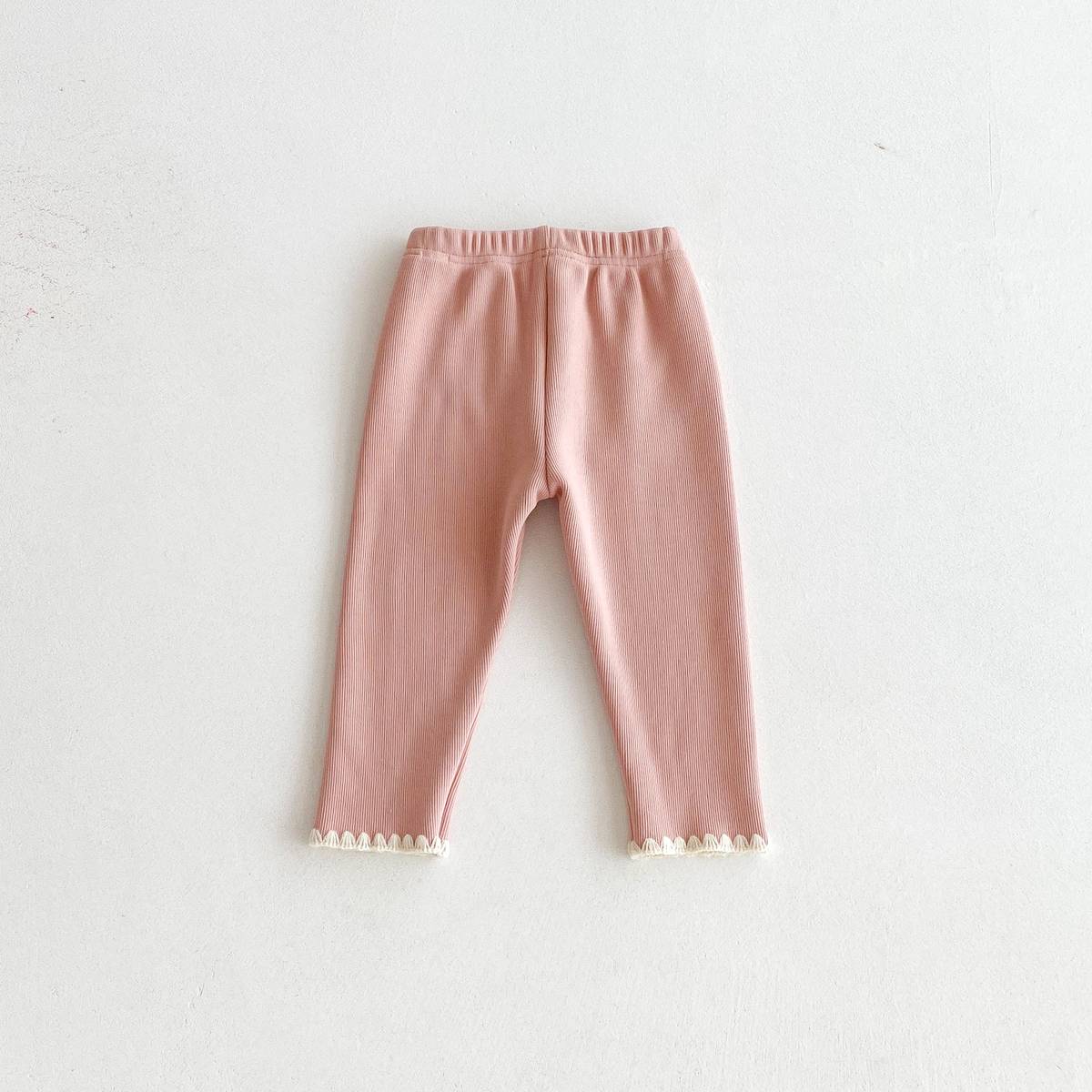 -ロングレギンスパンツ リブ生地 裏ボア あったか 裾メロウフリル スリムフィット【mh0011394】 - mamahalo shop - レギンスパンツ -  べビー服 - 子供服 - 男の子 - 女の子