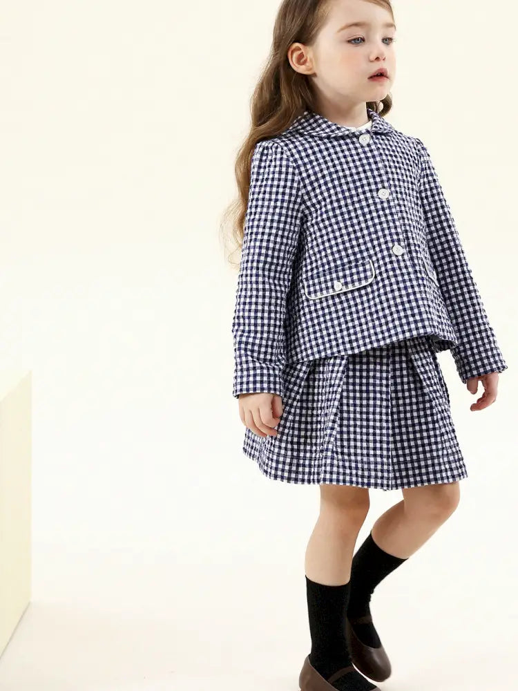 -フレンチスタイルチェックジャケット/ボックスプリーツスカート スーツ【mh0011299】 - mamahalo shop - 長袖セットアップ -  べビー服 - 子供服 - 男の子 - 女の子