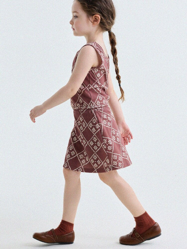 Retro Geometric Tank Top Skort ダイヤ柄 タンクトップ パンツインスカート【mh0013185】