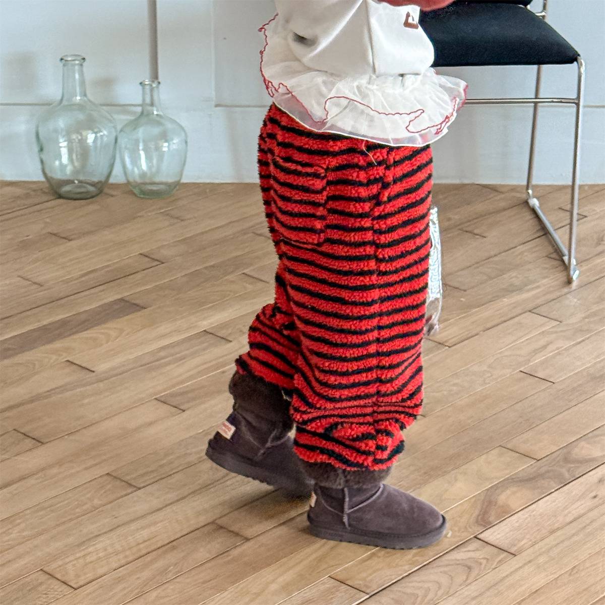 -ロングパンツ シープボア ボーダー柄 もこもこボア 長ズボン【mh0011400】 - mamahalo shop - ロングパンツ・スウェットパンツ -  べビー服 - 子供服 - 男の子 - 女の子