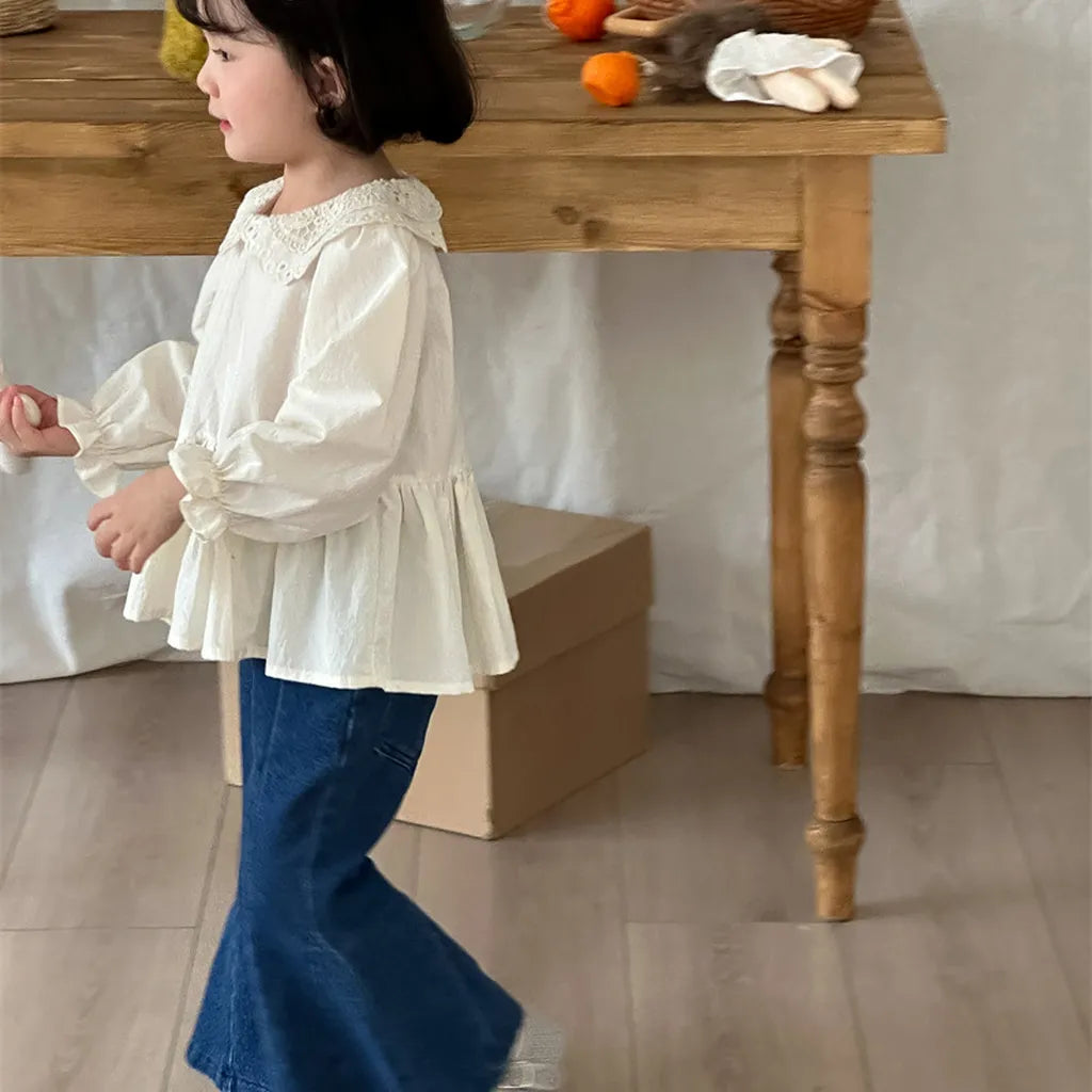 -切替デザインデニムフレアベルボトムパンツ【mh0011256】 - mamahalo shop - デニムパンツ -  べビー服 - 子供服 - 男の子 - 女の子