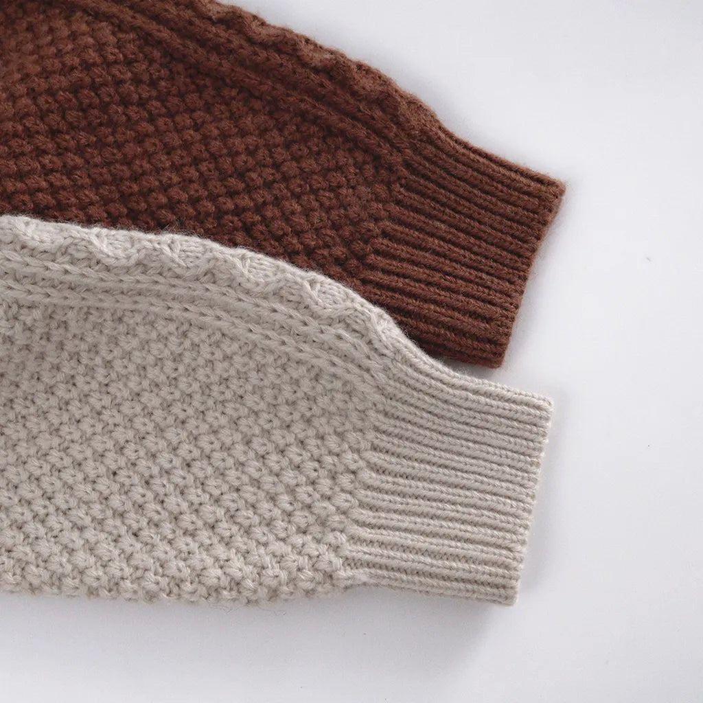 -ボタン付きケーブル編みニットセーター【mh0011087】 - mamahalo shop - ニット・セーター -  べビー服 - 子供服 - 男の子 - 女の子